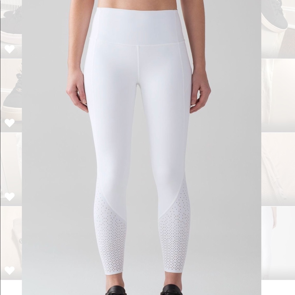 Lulu Lemon White Leggings w/Laser Cut Pattern